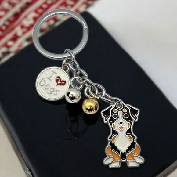 Border Collie 🐶 Love Dogs Bag Charm Key Ring Pet Mom Dad Gift Keyring Keychain - Picture 4 of 6